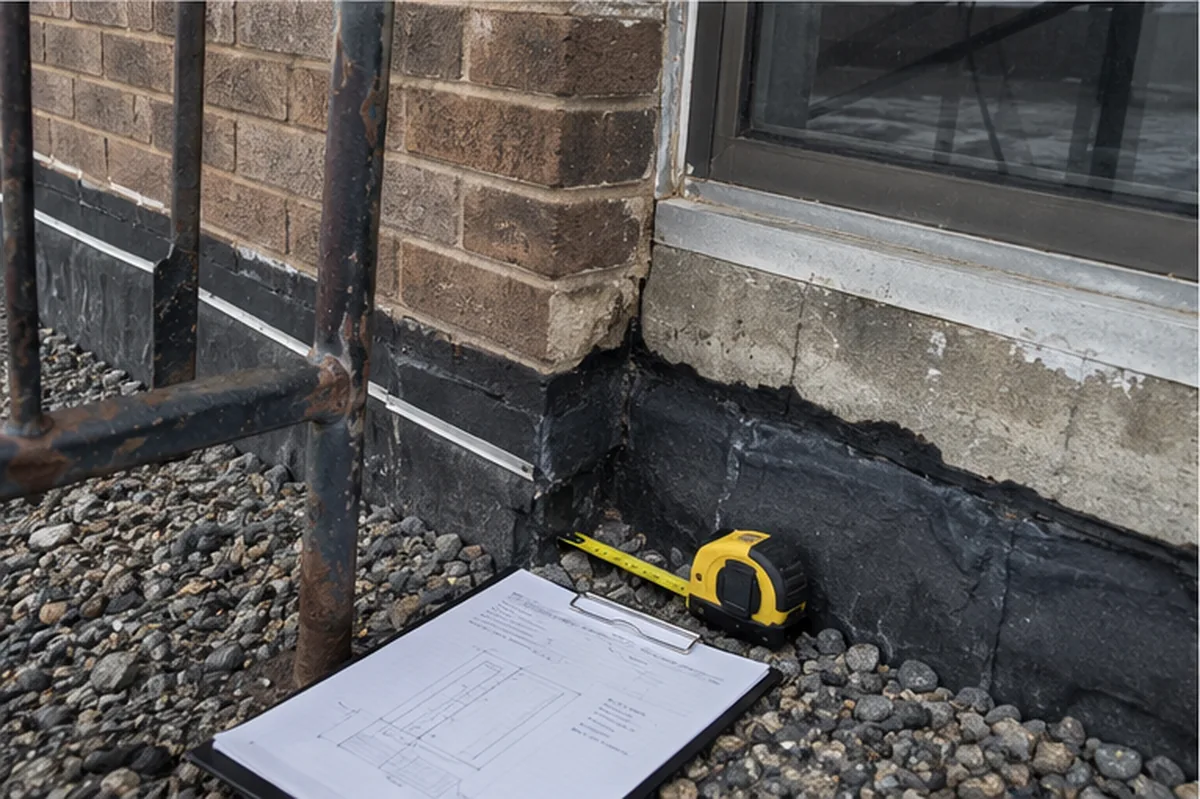 Civic Services Annex field-investigation detail at an exterior wall/window condition.