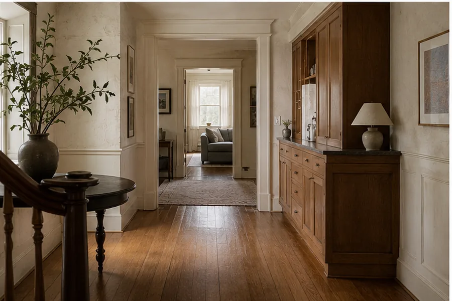 Fictional Bellevue main-level renovation preserving old-house circulation.